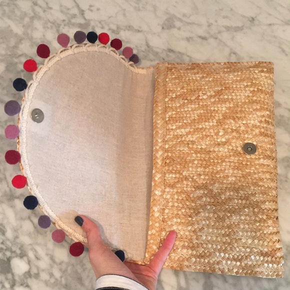 Woven Clutch with Rainbow Poms - Picture 3 of 3